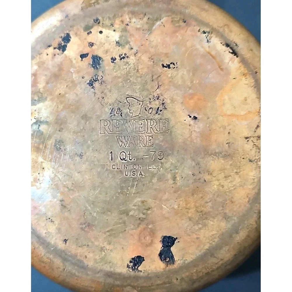 Vintage Revere Ware Copper Bottom 1 Qt. Sauce Pan With Lid  Clinton Illinois